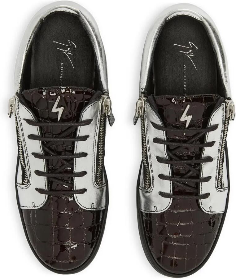Giuseppe Zanotti Frankie sneakers met metallic krokodillen-reliëf Grijs - Foto 2