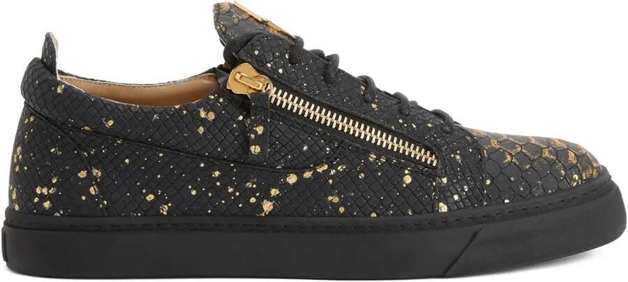 Giuseppe Zanotti Frankie sneakers met slangenhuidprint en rits Zwart