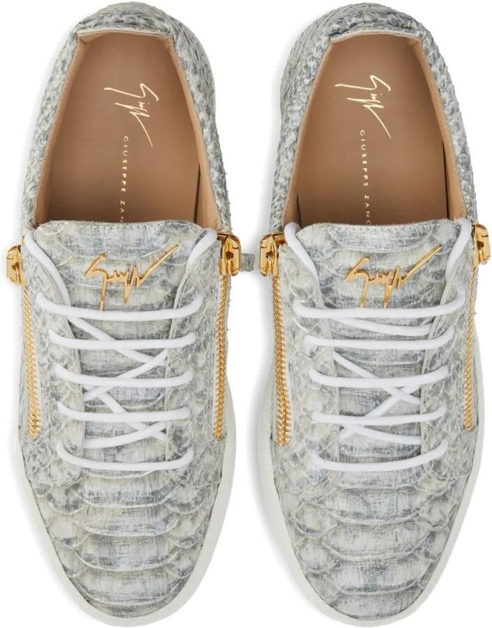 Giuseppe Zanotti Frankie sneakers met slangenleer-effect Grijs - Foto 2