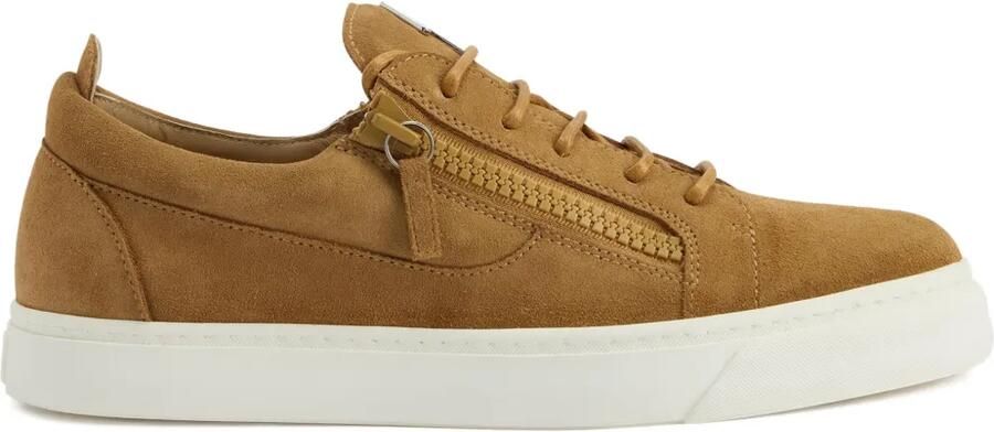 Giuseppe Zanotti Frankie suède sneakers met ritssluiting Beige