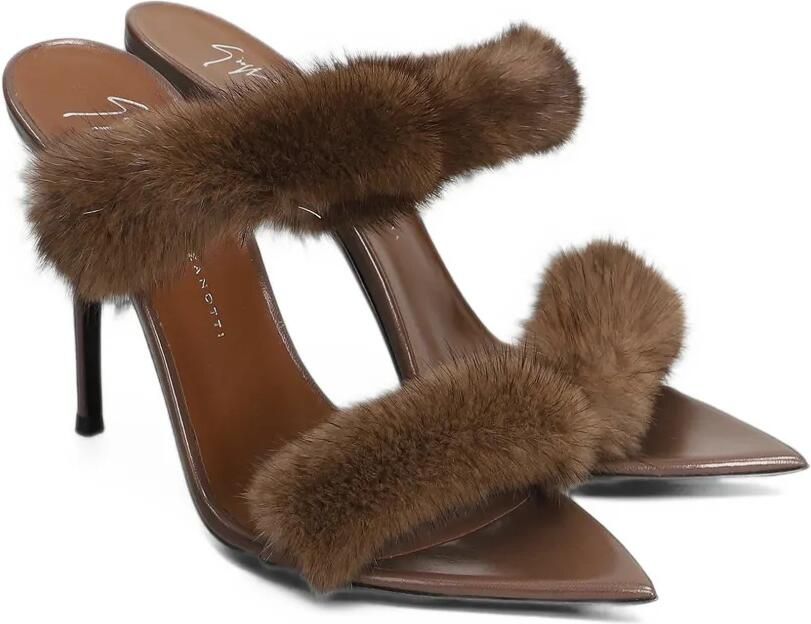 Giuseppe Zanotti fur-trim leather sandals Bruin