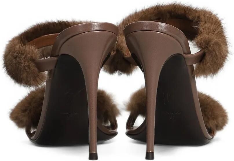 Giuseppe Zanotti fur-trim leather sandals Bruin - Foto 2
