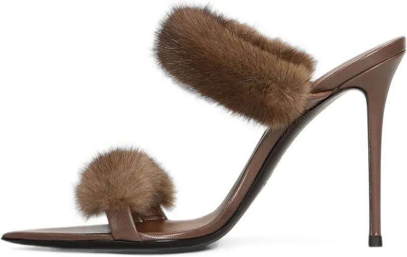 Giuseppe Zanotti fur-trim leather sandals Bruin - Foto 3