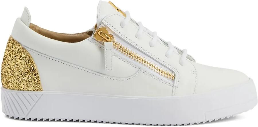 Giuseppe Zanotti Gail sneakers met glittervlak en rits Wit