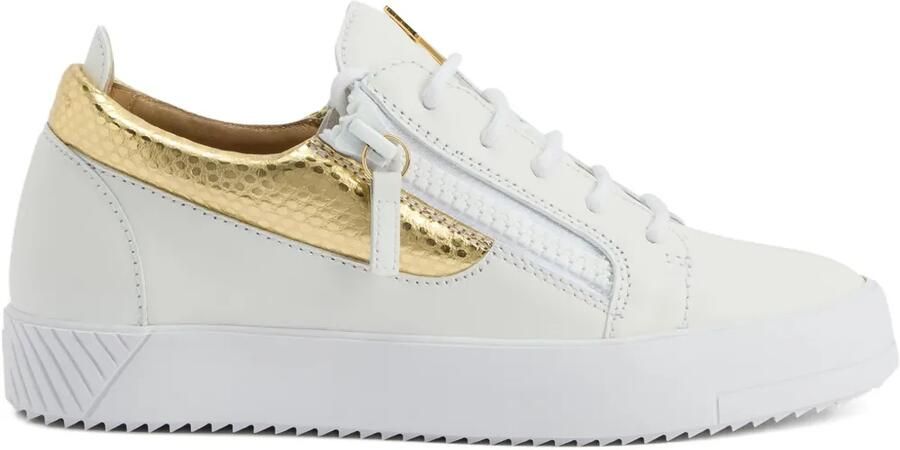 Giuseppe Zanotti Gail sneakers met slangenleer vlak en rits Goud
