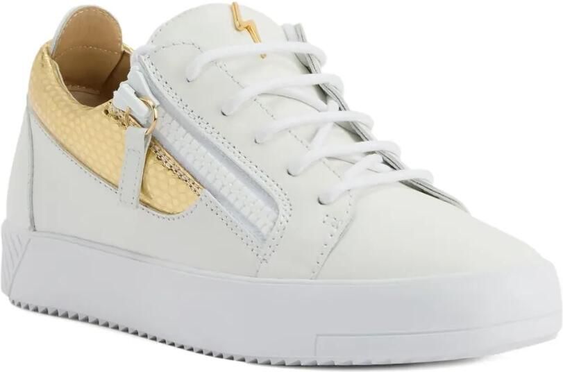 Giuseppe Zanotti Gail sneakers met slangenleer vlak en rits Goud - Foto 4
