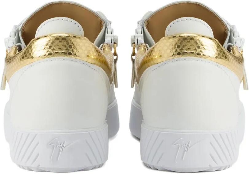 Giuseppe Zanotti Gail sneakers met slangenleer vlak en rits Goud - Foto 3