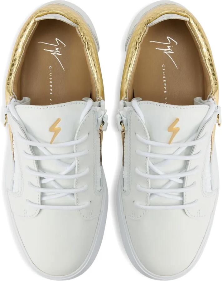 Giuseppe Zanotti Gail sneakers met slangenleer vlak en rits Goud - Foto 2