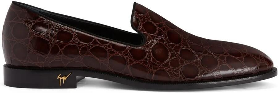 Giuseppe Zanotti Gatien loafers met krokodillen-reliëf Bruin