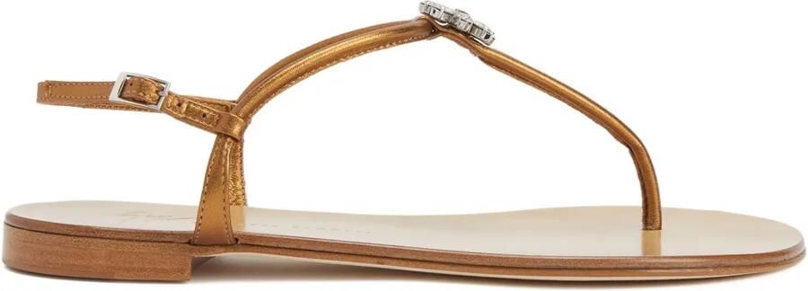 Giuseppe Zanotti Geltrude sandalen met kristallen bloem Bruin