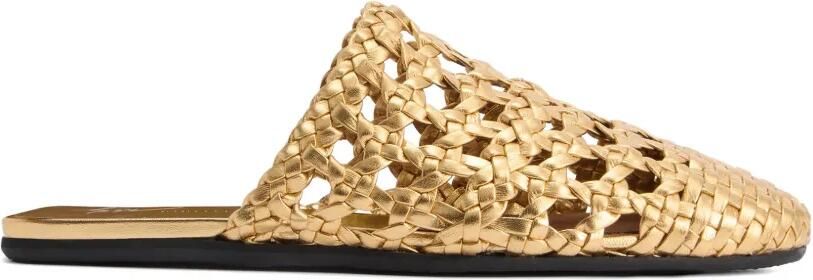 Giuseppe Zanotti Geweven gekooide slippers Goud