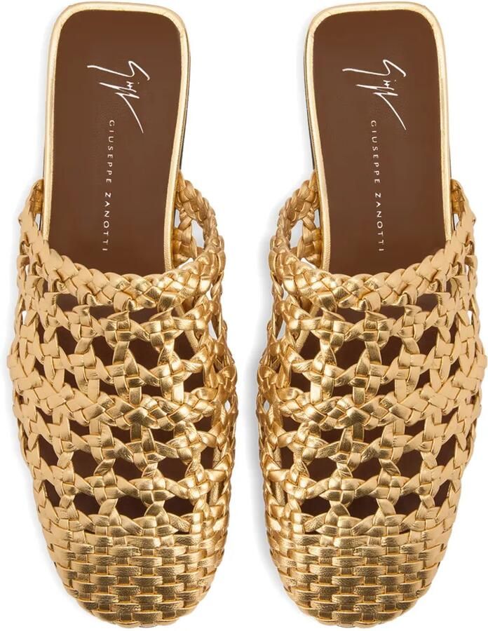 Giuseppe Zanotti Geweven gekooide slippers Goud - Foto 3