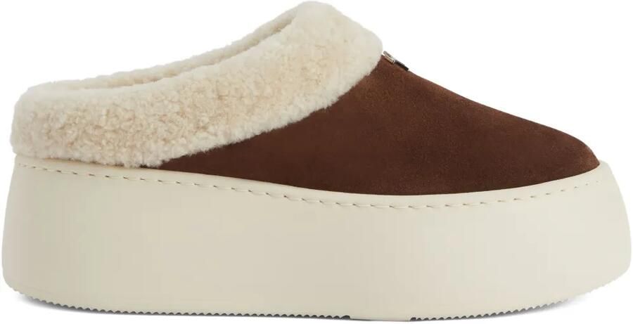 Giuseppe Zanotti Gz League lammy slippers met plateauzool Bruin