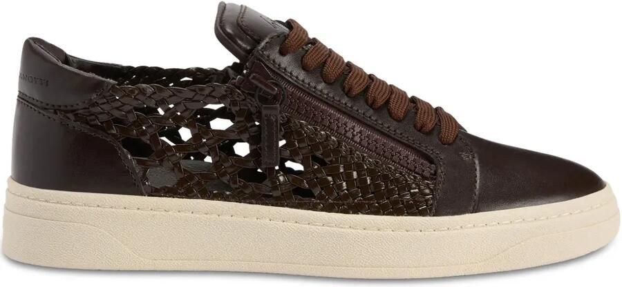 Giuseppe Zanotti GZ94 low-top geweven sneakers met dubbele rits Bruin