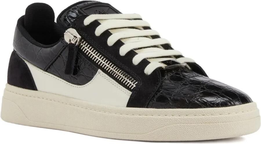 Giuseppe Zanotti GZ94 sneakers met krokodillen-reliëf en ritsdeail Zwart