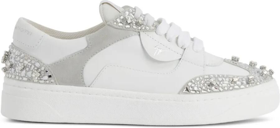 Giuseppe Zanotti GZ94 sneakers met stras en kralen Wit