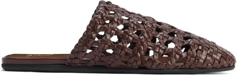 Giuseppe Zanotti Handgeweven gekooide slippers Bruin