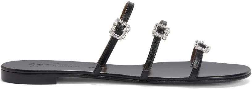 Giuseppe Zanotti Himari platte leren sandalen verfraaid met kristallen Zwart - Foto 4