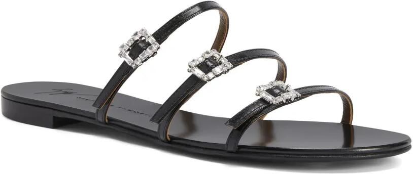 Giuseppe Zanotti Himari platte leren sandalen verfraaid met kristallen Zwart - Foto 3