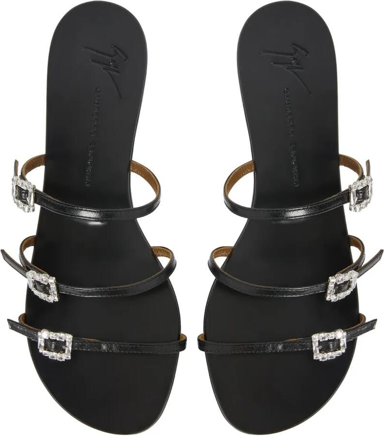 Giuseppe Zanotti Himari platte leren sandalen verfraaid met kristallen Zwart - Foto 2