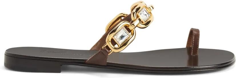 Giuseppe Zanotti Insomnya sandalen met kristallen en gouden ketting Bruin