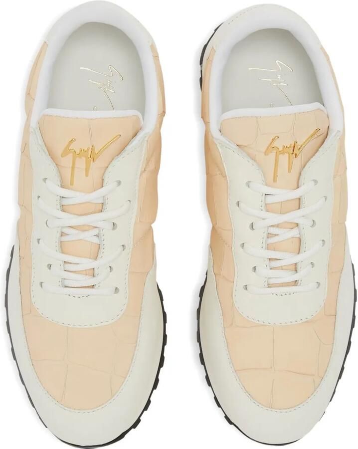 Giuseppe Zanotti Jimi leren sneakers met krokodillen-reliëf Beige