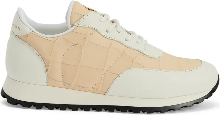 Giuseppe Zanotti Jimi leren sneakers met krokodillen-reliëf Beige - Foto 2