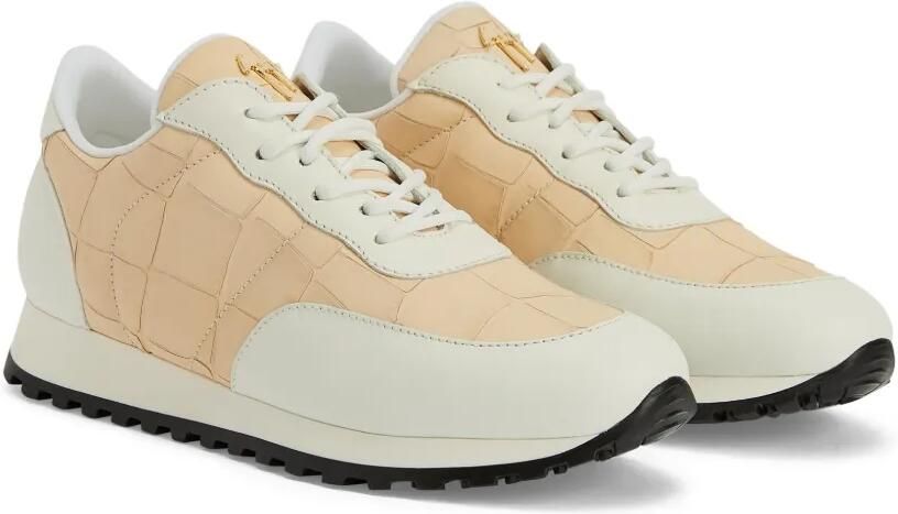 Giuseppe Zanotti Jimi leren sneakers met krokodillen-reliëf Beige - Foto 4