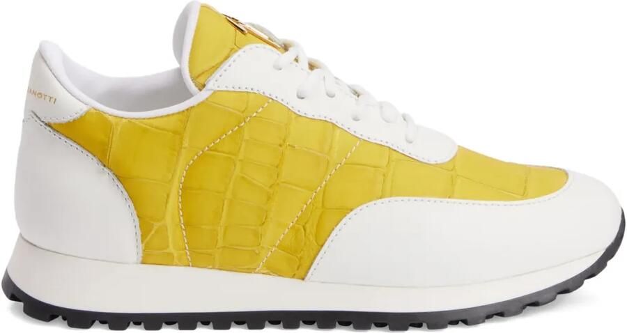 Giuseppe Zanotti Jimi leren sneakers met krokodillen-reliëf Geel