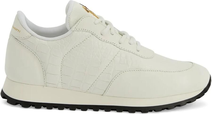 Giuseppe Zanotti Jimi leren sneakers met krokodillen-reliëf Wit