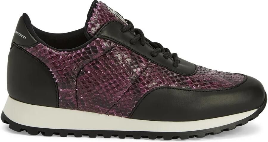 Giuseppe Zanotti Jimi leren sneakers met slangenleer-effect Zwart