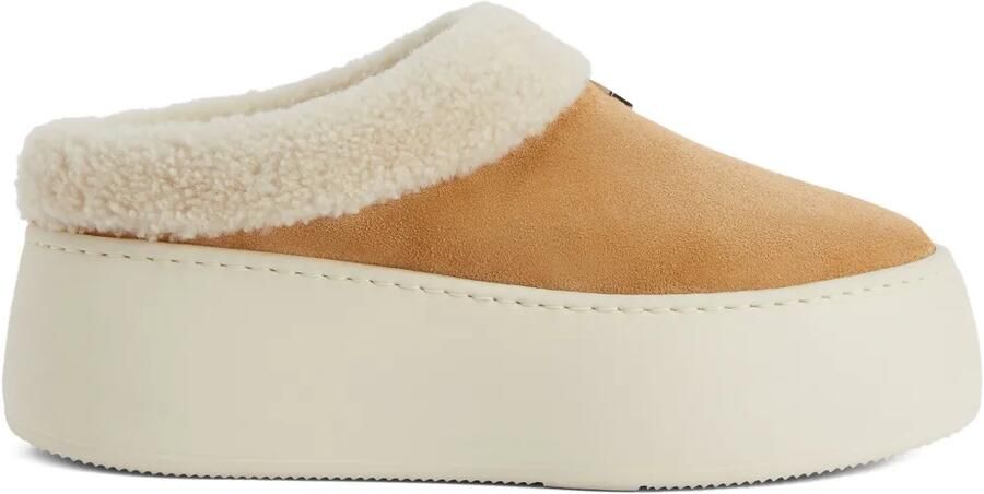 Giuseppe Zanotti Klompen van imitatielamswol met plateauzool Bruin