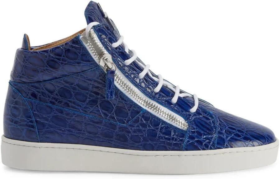 Giuseppe Zanotti Kriss mid-top sneakers met krokodillen-reliëf Blauw