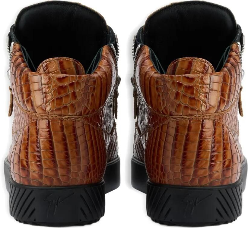 Giuseppe Zanotti Kriss sneakers met krokodillen-reliëf en rits Bruin - Foto 2