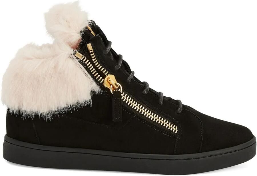 Giuseppe Zanotti Kriss sneakers met rits en bont afwerking Zwart