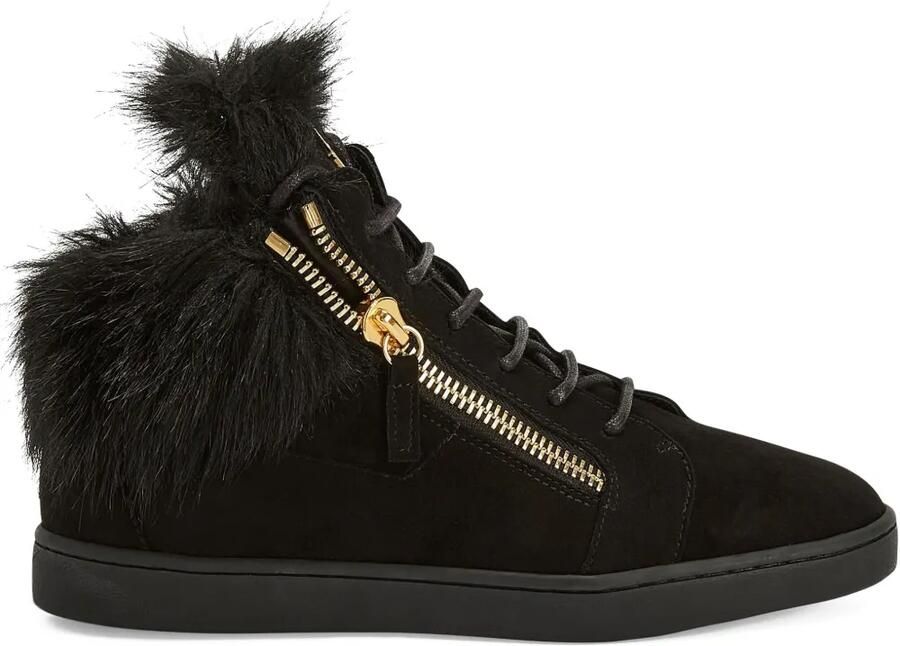 Giuseppe Zanotti Kriss sneakers met rits en bont Zwart