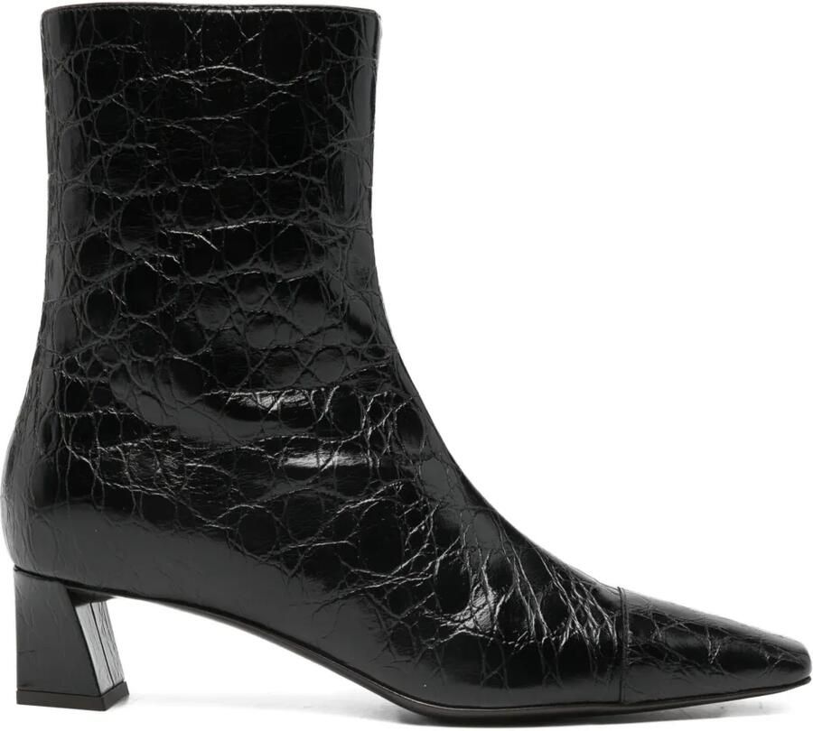 Giuseppe Zanotti Laarzen met krokodillen-reliëf en blokhak Zwart