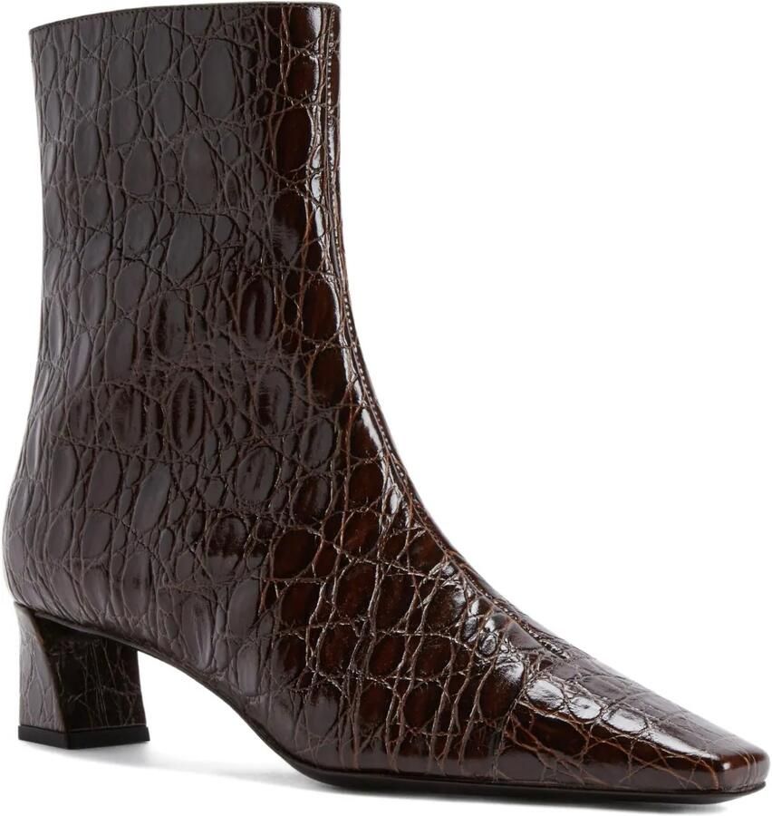Giuseppe Zanotti Laarzen met krokodillen-reliëf en vierkante neus Bruin