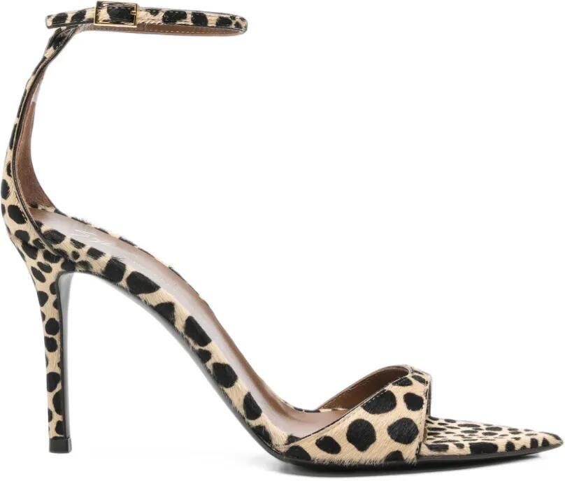 Giuseppe Zanotti Sandalen met luipaardprint en puntige neus Beige
