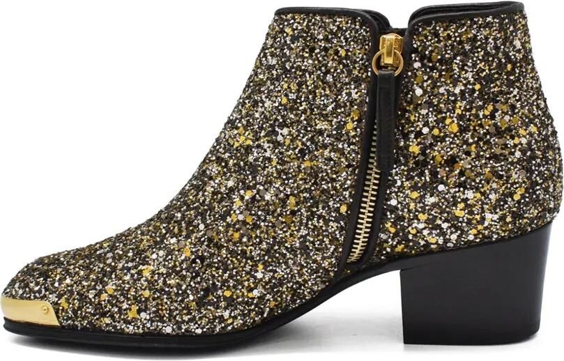 Giuseppe Zanotti Leren laarzen met glitter Zwart - Foto 4