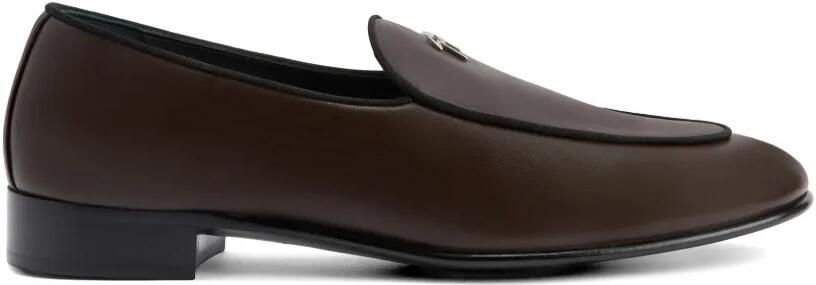 Giuseppe Zanotti Leren loafers met logo Bruin