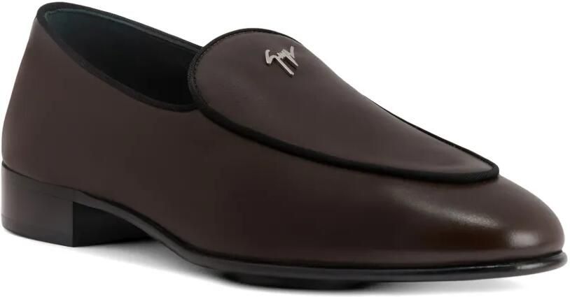 Giuseppe Zanotti Leren loafers met logo Bruin - Foto 4