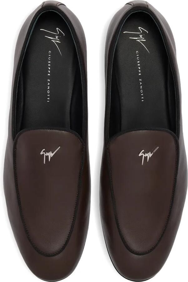 Giuseppe Zanotti Leren loafers met logo Bruin - Foto 2