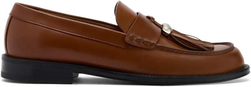 Giuseppe Zanotti Leren loafers met logo en kwastje Bruin