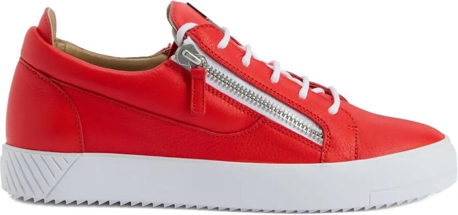 Giuseppe Zanotti Leren low-top sneakers met ritsdetail Rood