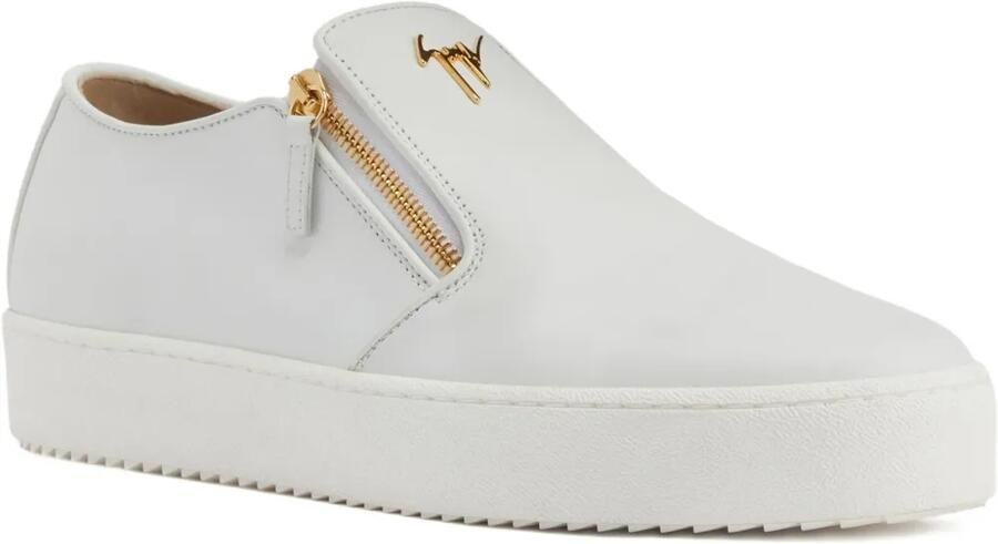 Giuseppe Zanotti Leren slip-on sneakers met ritsdetail Wit