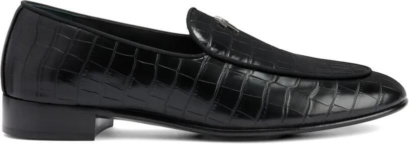Giuseppe Zanotti Loafers met krokodillen-effect en metalen logo Zwart