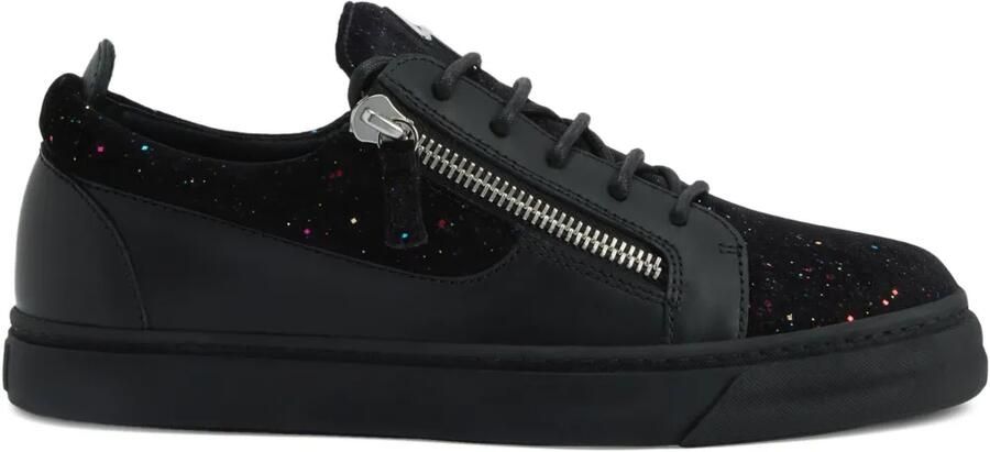 Giuseppe Zanotti Low-top sneakers met glitters en ritsdetail Zwart