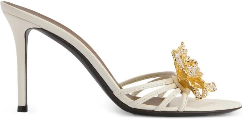Giuseppe Zanotti Metal Grain Orchid muiltjes met kristallen Wit