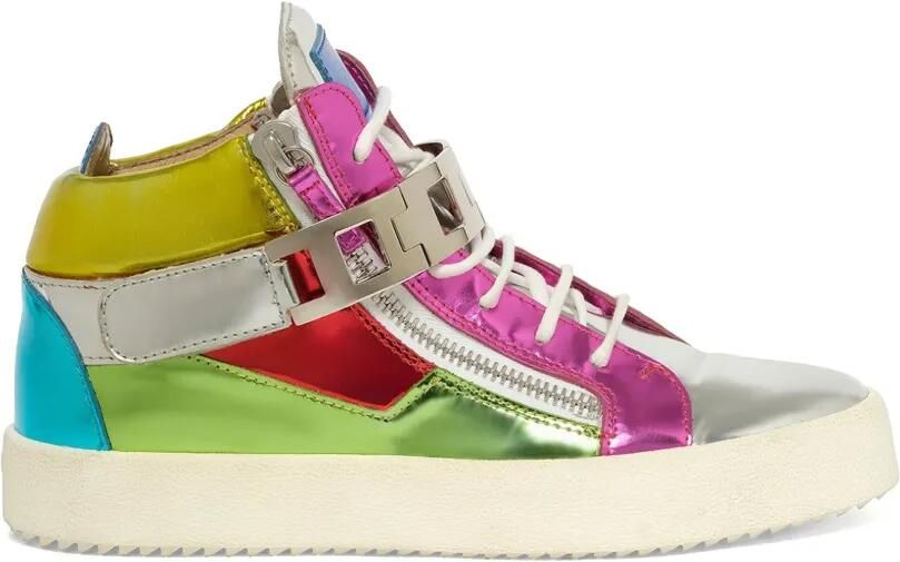 Giuseppe Zanotti metallic-effect zip-detail sneakers Zilver